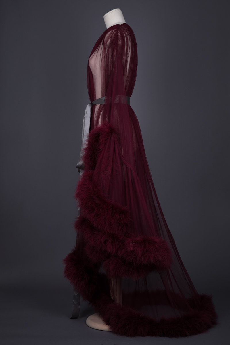 'Cassandra' Tulle & Marabou Feather Dressing Gown By Boudoir By D'Lish, c. 2010s, USA. The Underpinnings Museum. Photography by Tigz Rice.