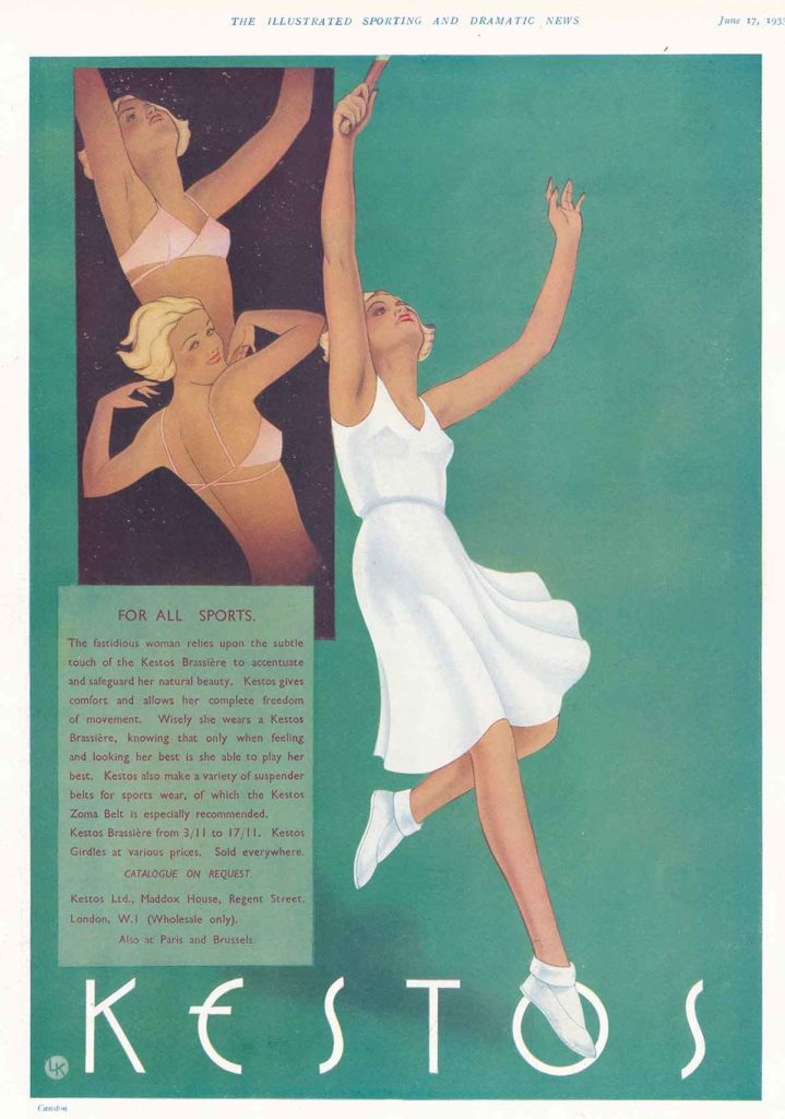 'For All Sports' Brassiere Advertisement By Kestos, 1933, Great Britain. The Underpinnings Museum.