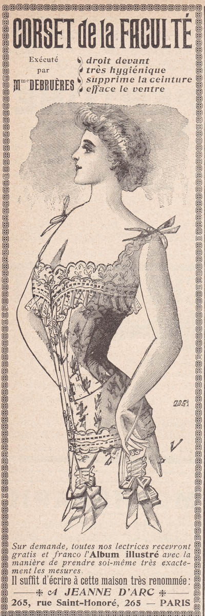 'Corset De La Faculté' Corset Advertisement, 1901, France. The Underpinnings Museum.