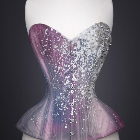 'Nebula' Painted Cotton Coutil Corset By Sparklewren, 2014, UK. The Underpinnings Museum. Photography by Tigz Rice.