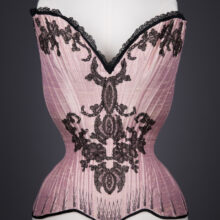 Silk Dupion & Lace Appliqué Overbust Corset By Sparklewren, c. 2011, UK. The Underpinnings Museum. Photography by Tigz Rice.
