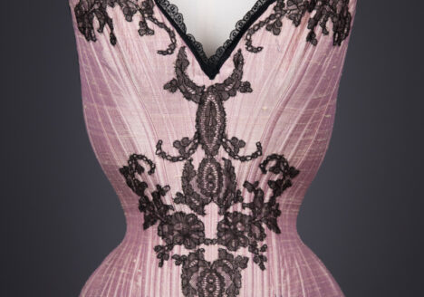 Silk Dupion & Lace Appliqué Overbust Corset By Sparklewren, c. 2011, UK. The Underpinnings Museum. Photography by Tigz Rice.