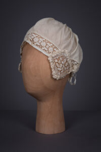 Silk Habotai & Chemical Lace Boudoir Cap With Ribbonwork, c. 1910s, Unknown. Photography by Tigz Rice. The Underpinnings Museum.