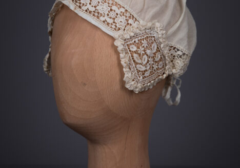 Silk Habotai & Chemical Lace Boudoir Cap With Ribbonwork, c. 1910s, Unknown. Photography by Tigz Rice. The Underpinnings Museum.