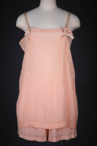 Pleated Silk Crepe Slip & Tap Pants With Drawn Thread Work & Monogram Embroidery, c. 1920s, Great Britain. The Underpinnings Museum. Photography by Tigz Rice.