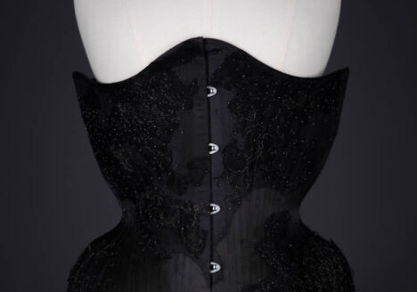 Tjarn Silk & Lace Appliqué Underbust Corset By Sparklewren, 2014, United Kingdom. The Underpinnings Museum. Photography by Tigz Rice