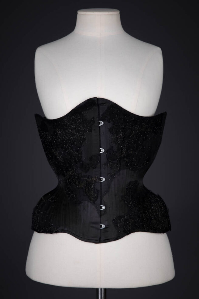 Tjarn Silk & Lace Appliqué Underbust Corset By Sparklewren, 2014, United Kingdom. The Underpinnings Museum. Photography by Tigz Rice