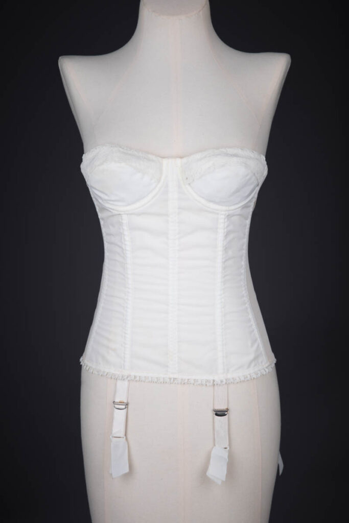 Nylon & Lace Trimmed Basque By 'Moonlight' By Kestos, c. 1950s, Great Britain.
