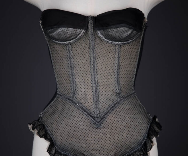 Point D'Esprit Tulle Corselet By Charmis, c. 1955, France. The Underpinnings Museum. Photography by Tigz Rice