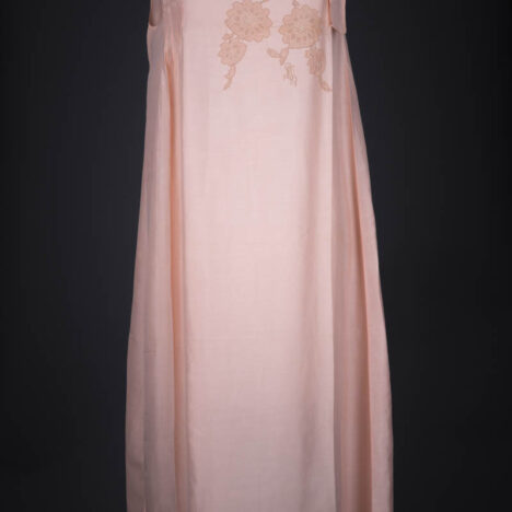 Monogrammed Silk Nightgown With Lace Appliqué & Shoulder Bow, c. 1920s, Great Britain. The Underpinnings Museum. Photography by Tigz Rice.