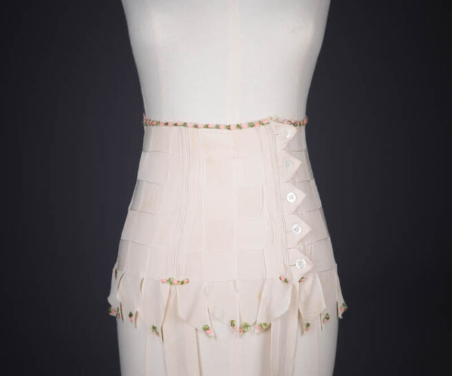 Silk Georgette Ribbon Girdle With Button Fastenings And Lacing, c. 1920s, France. The Underpinnings Museum. Photography By Tigz Rice.
