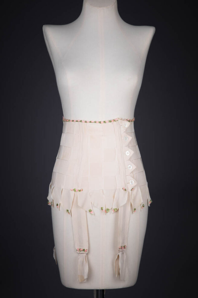 Silk Georgette Ribbon Girdle With Button Fastenings And Lacing, c. 1920s, France. The Underpinnings Museum. Photography By Tigz Rice.