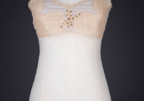 Silk Chiffon & Appliquéd Lace Bandeau Bra With Rosette Trim