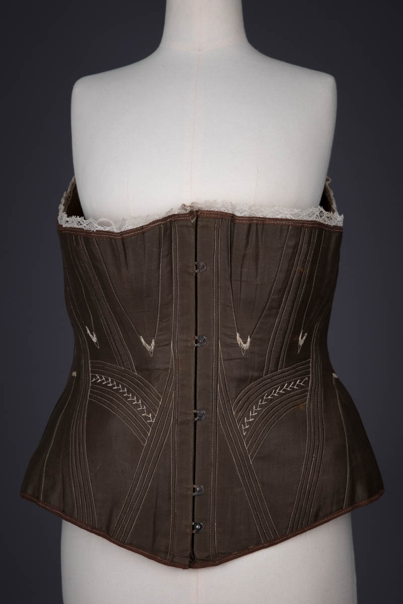 Brown Cotton Corded & Gored Corset, c. 1860s, Great Britain. The Underpinnings Museum. Photography by Tigz Rice.