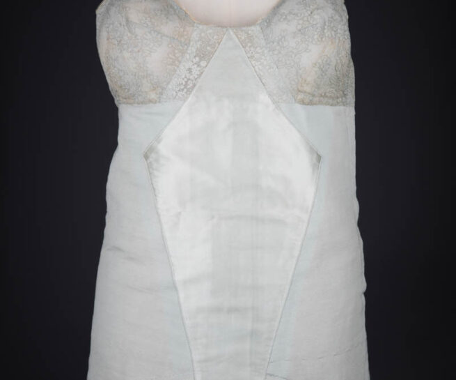 Ice Blue Lace, Satin & Stretch Mesh Corselet By Cadolle, c. 1940s, France. The Underpinnings Museum. Photography by Tigz Rice