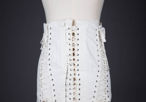 White Cotton Adjustable Maternity Corset By Gossard, c. 1914, USA. The Underpinnings Museum. Photography by Tigz Rice