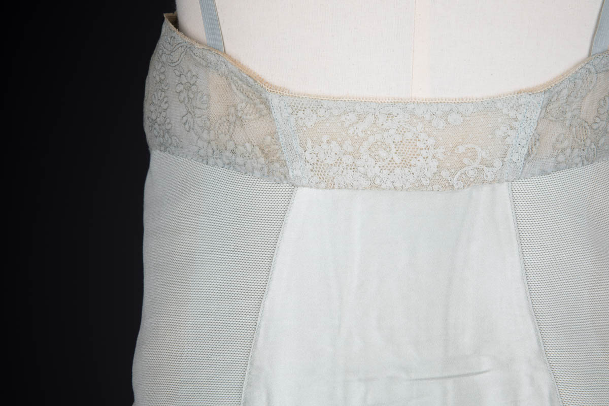 Ice Blue Lace, Satin & Stretch Mesh Corselet By Cadolle, c. 1940s, France. The Underpinnings Museum. Photography by Tigz Rice