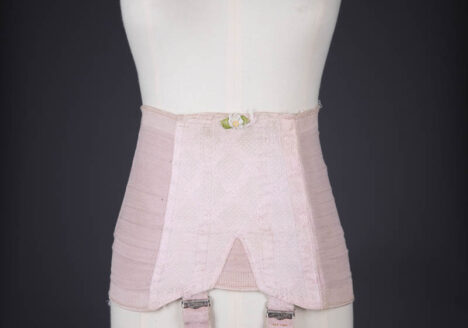 Tea Rose Geometric Brocade & Elastic Girdle By Kestos, c. 1930s, Great Britain. The Underpinnings Museum. Photography by Tigz Rice