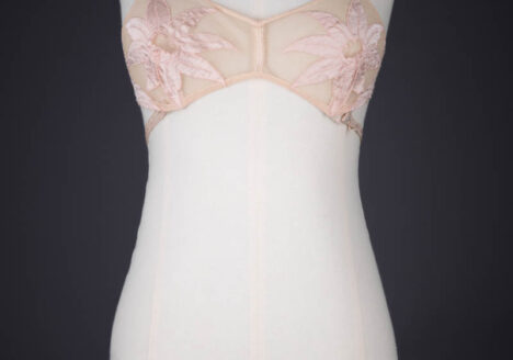 Floral Silk Appliqué Kestos Style Bra By Maryvon, c. 1930s, France. The Underpinnings Museum. Photography by Tigz Rice.