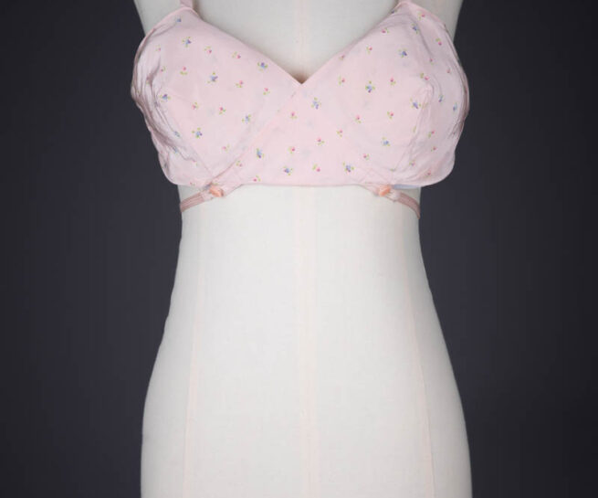 Floral Printed Rayon Kestos Style Bra, c. 1930s, USA. The Underpinnings Museum. Photography by Tigz Rice