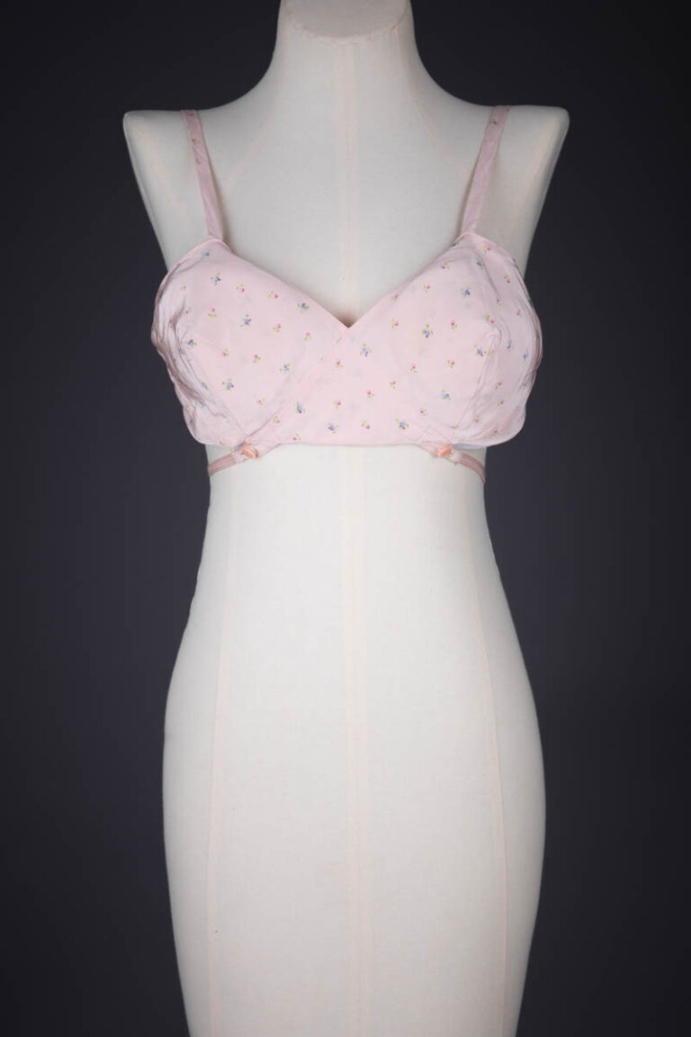 Floral Printed Rayon Kestos Style Bra, c. 1930s, USA. The Underpinnings Museum. Photography by Tigz Rice