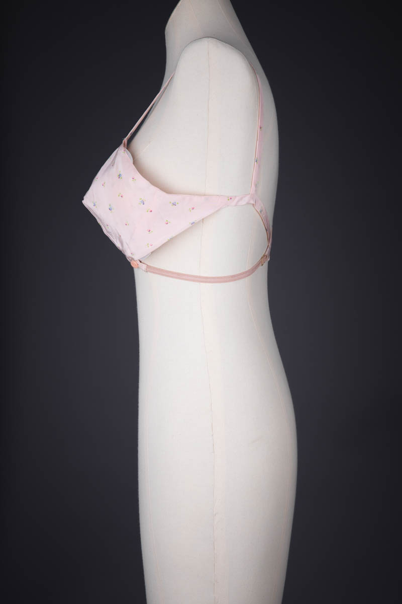 Floral Printed Rayon Kestos Style Bra, c. 1930s, USA. The Underpinnings Museum. Photography by Tigz Rice