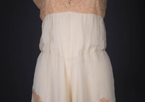 Cream Silk Crepe Step In Teddy With Lace Trim, c. 1920s, USA. The Underpinnings Museum. Photography by Tigz Rice