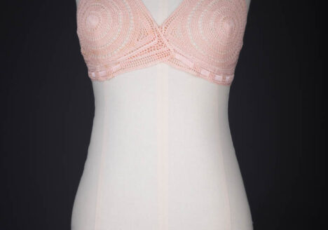 Tea Rose Elasticated Crochet Bra By Karis, c. 1930s, France. The Underpinnings Museum. Photography by Tigz Rice