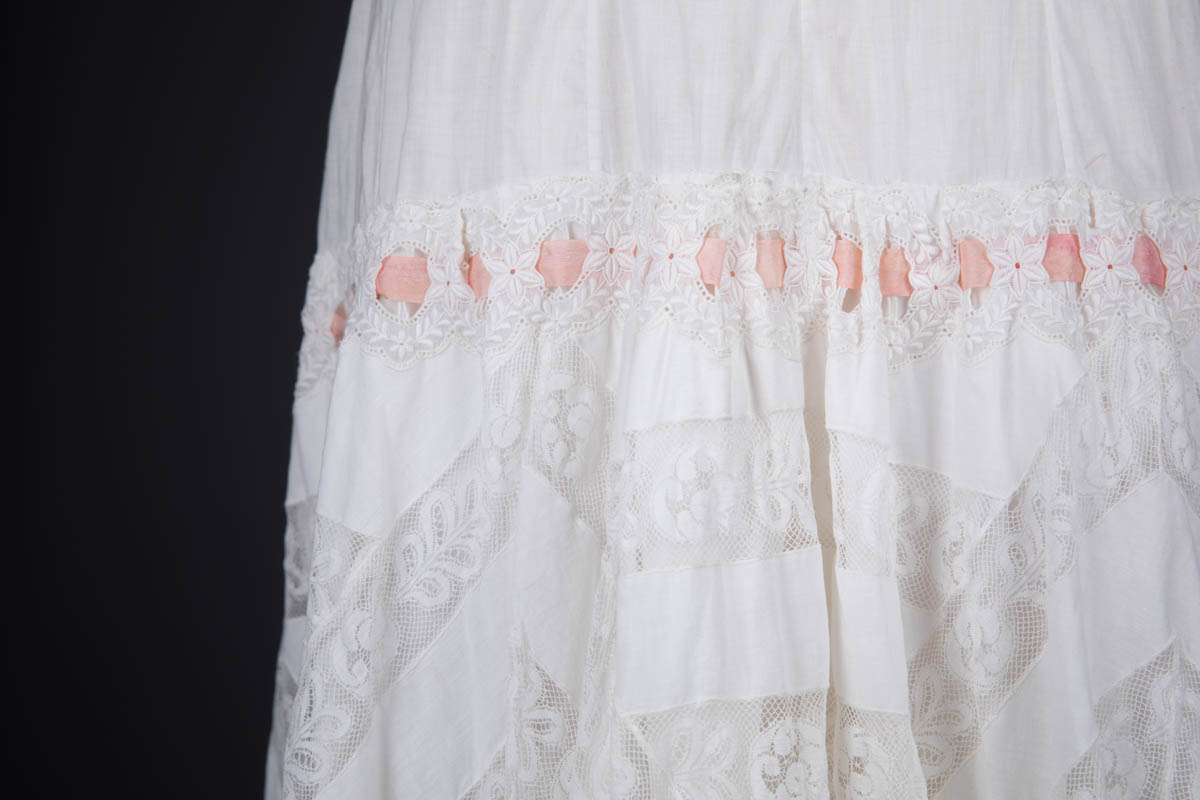 Monogrammed Cotton Lawn Chemise With Insertion Lace & Ribbonslot Trim, c. 1910s, Austria. The Underpinnings Museum. Photography by Tigz Rice