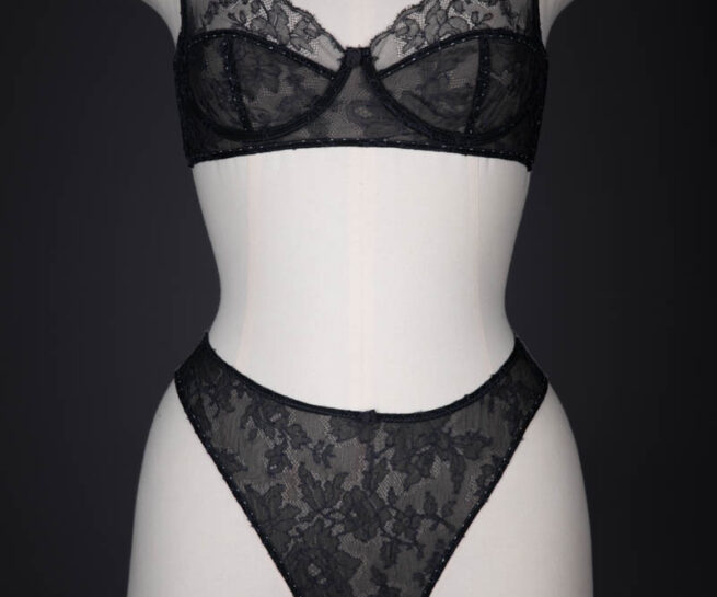 Chantilly Lace & Silk Underwired Bra & High Leg Briefs By Carine Gilson, c. 1990s, Belgium. The Underpinnings Museum. Photography by Tigz Rice.