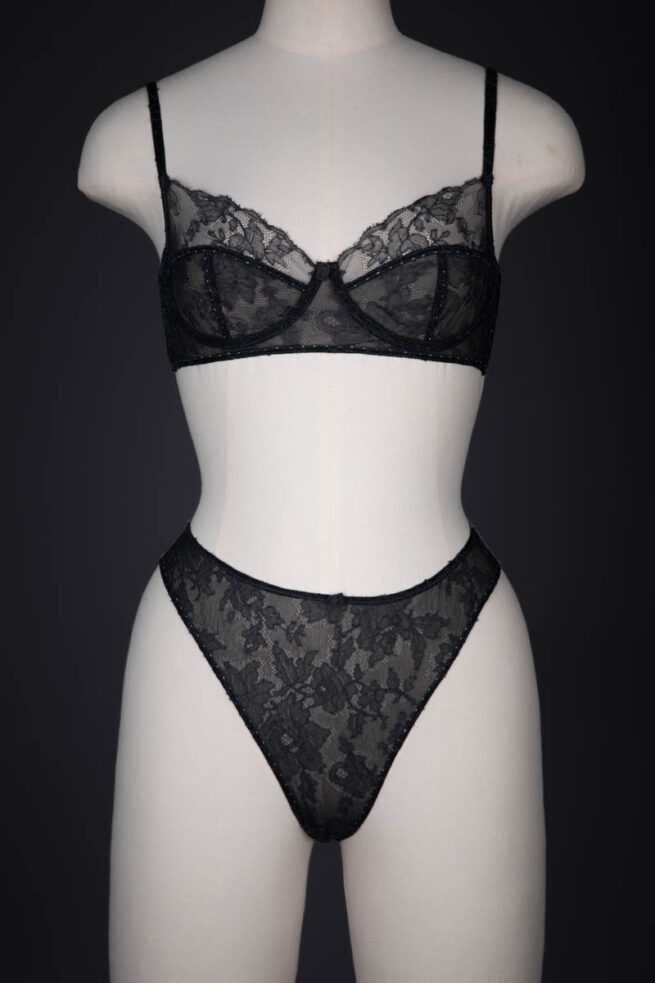Chantilly Lace & Silk Underwired Bra & High Leg Briefs By Carine Gilson, c. 1990s, Belgium. The Underpinnings Museum. Photography by Tigz Rice.