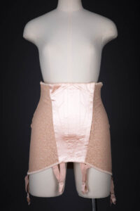 Tea Rose Quilted Satin & Embroidered Stretch Tulle Girdle , c. 1950s. The Underpinnings Museum. Photography by Tigz Rice