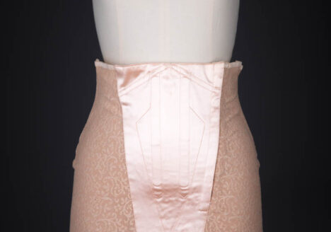 Tea Rose Quilted Satin & Embroidered Stretch Tulle Girdle , c. 1950s. The Underpinnings Museum. Photography by Tigz Rice