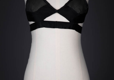 Cut Away Black Satin Bra, c. 1930s, Switzerland. The Underpinnings Museum. Photography by Tigz Rice