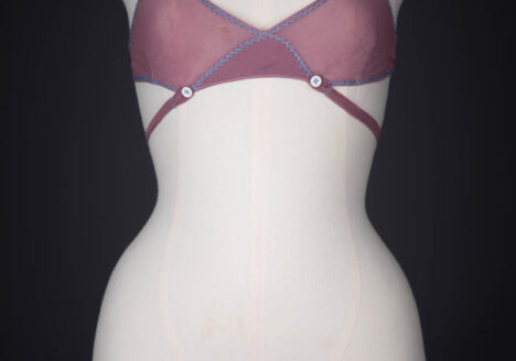 Hand Embroidered Silk Georgette Kestos Style Bra, c. 1930s, Great Britain. The Underpinnings Museum. Photography by Tigz Rice