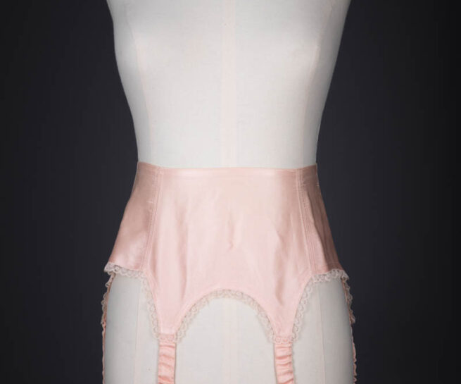 Silk Satin Lace Trimmed Suspender Belt By Cadolle, c. 1940s, France. The Underpinnings Museum. Photography by Tigz Rice