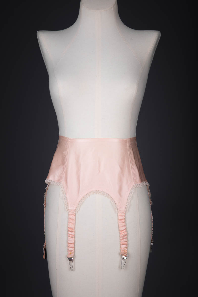 Silk Satin Lace Trimmed Suspender Belt By Cadolle, c. 1940s, France. The Underpinnings Museum. Photography by Tigz Rice