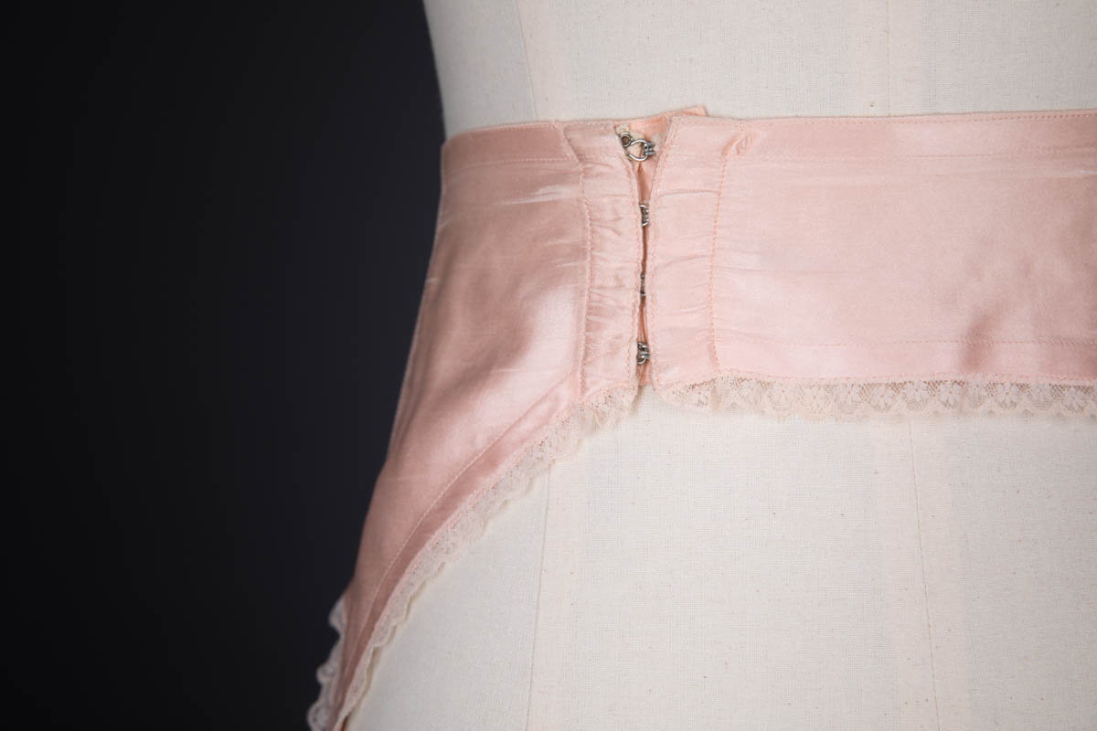 Silk Satin Lace Trimmed Suspender Belt By Cadolle, c. 1940s, France. The Underpinnings Museum. Photography by Tigz Rice
