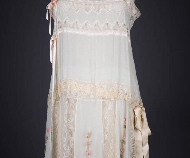 Upcycled Silk & Insertion Lace Slip By Evgenia, c. 2010s, USA. The Underpinnings Museum. Photography by Tigz Rice