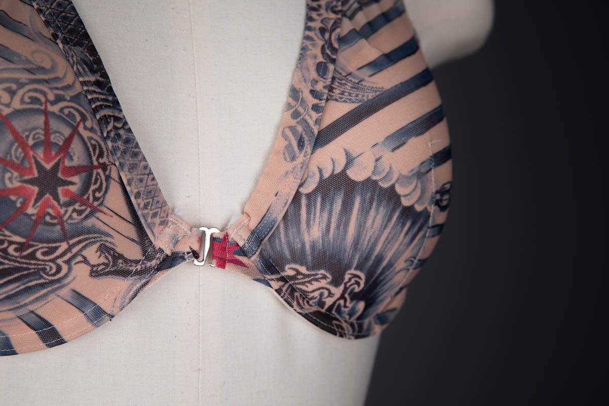 Tattoo Print Mesh Molded Cup Bra & Briefs By Jean Paul Gaultier For Lindex, 2014, Sweden. The Underpinnings Museum. Photography by Tigz Rice