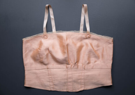 Pink Silk Bandeau Bra By Cadolle, c. 1920s, France. The Underpinnings Museum. Photography by Tigz Rice