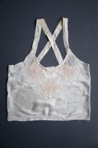 Bias Cut Satin Camisole With Lace Appliqué, c. 1930s. The Underpinnings Museum. Photography by Tigz Rice