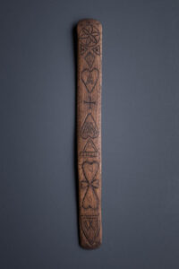 Carved Wooden Sweetheart Busk, late 18th c. - early 19th c., Great Britain. The Underpinnings Museum. Photography by Tigz Rice