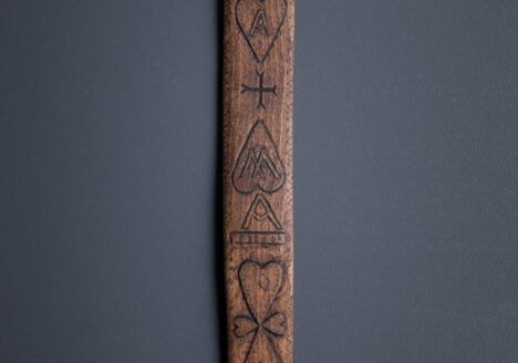 Carved Wooden Sweetheart Busk, late 18th c. - early 19th c., Great Britain. The Underpinnings Museum. Photography by Tigz Rice