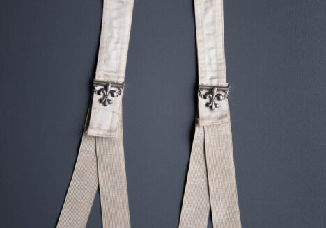 Hose Supporter With Fleur-De-Lis Adjusters By Velvet Grip, c. 1890-1900s, USA. The Underpinnings Museum. Photography by Tigz Rice