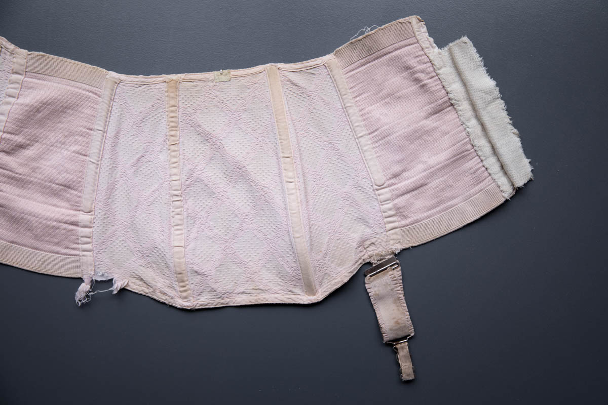 Tea Rose Geometric Brocade & Elastic Girdle By Kestos, c. 1930s, Great Britain. The Underpinnings Museum. Photography by Tigz Rice