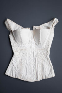 Hand Stitched, Corded & Embroidered White Cotton Corset, c. 1830-1840s. The Underpinnings Museum. Photography by Tigz Rice