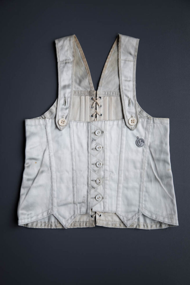 Ice Blue Rayon Satin Child's Corset | The Underpinnings Museum