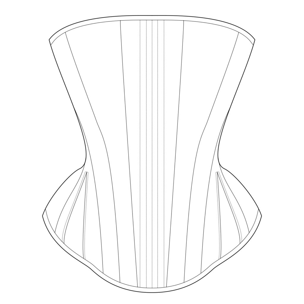 Sparklewren Pattern Technical Illustration - Gored Hip Midbust Corset