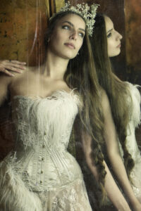 The 'Platinum' corset by Sparklewren with lingerie by Karolina Laskowska. Photography by Jenni Hampshire